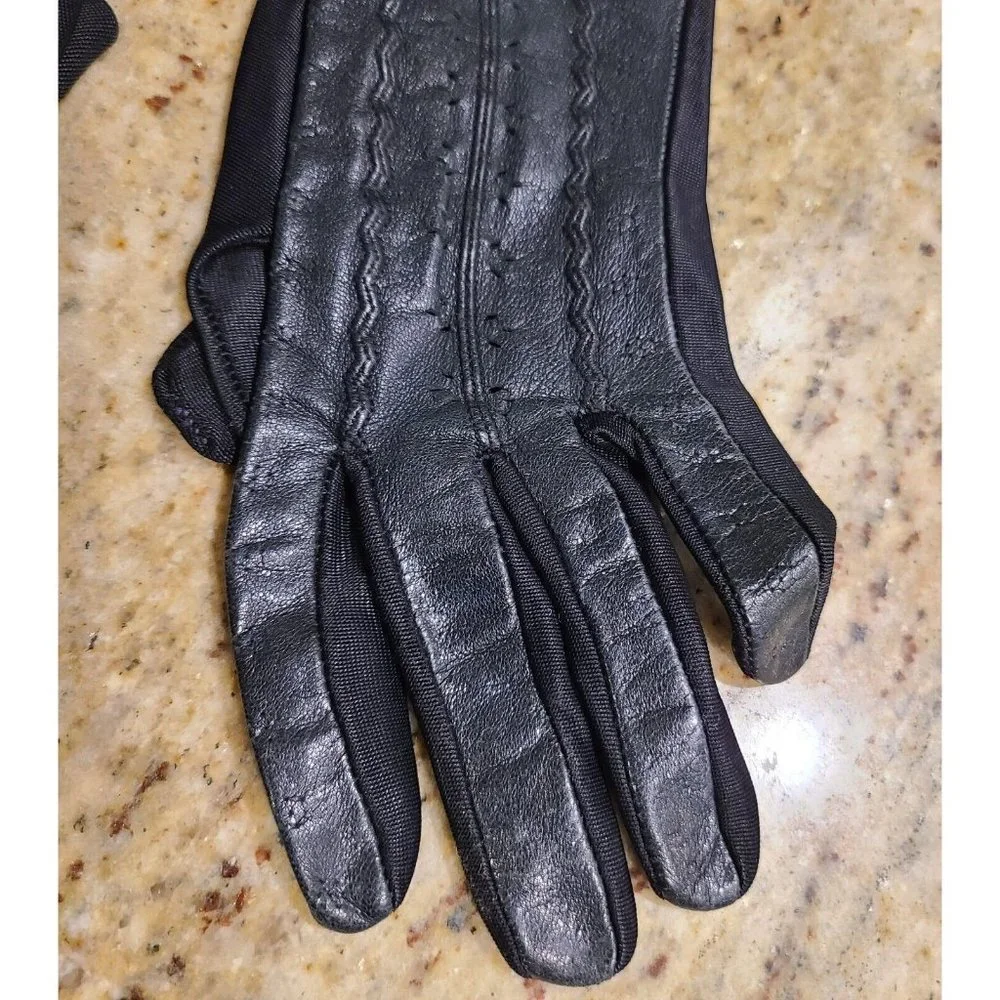 Vintage Size XS 6 Lady Gay Black Leather Stretch Formal 9.5